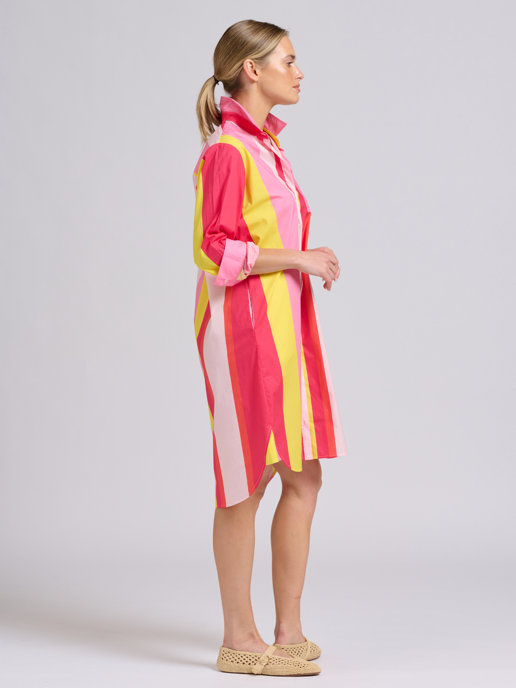 Winnie Classic Shirtdress - Summer Wide Stripe