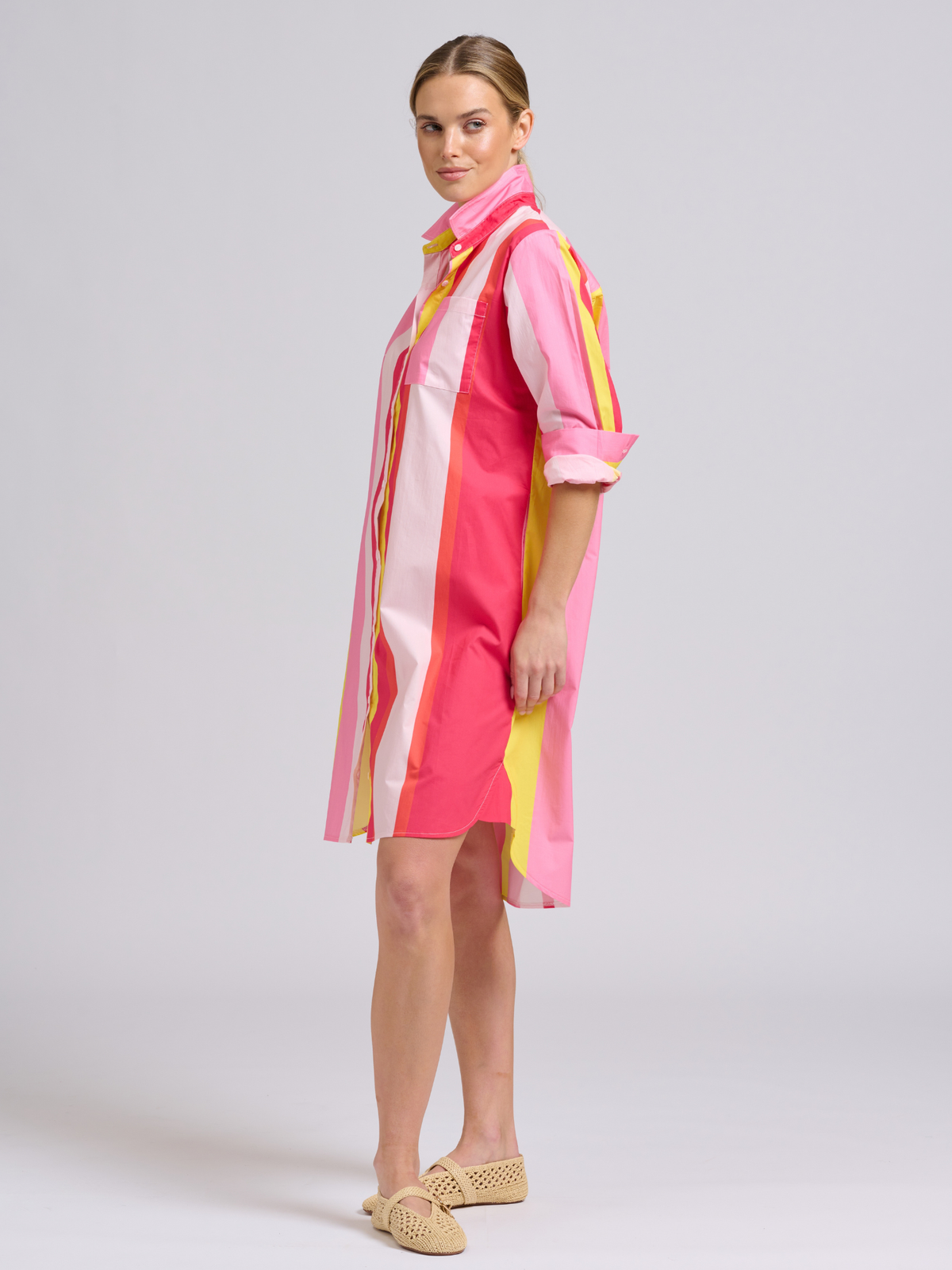Winnie Classic Shirtdress - Summer Wide Stripe