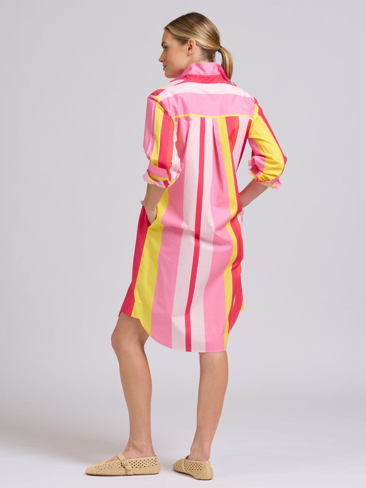 Winnie Classic Shirtdress - Summer Wide Stripe