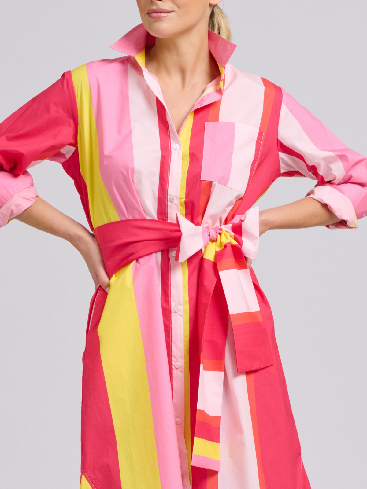 Winnie Classic Shirtdress - Summer Wide Stripe