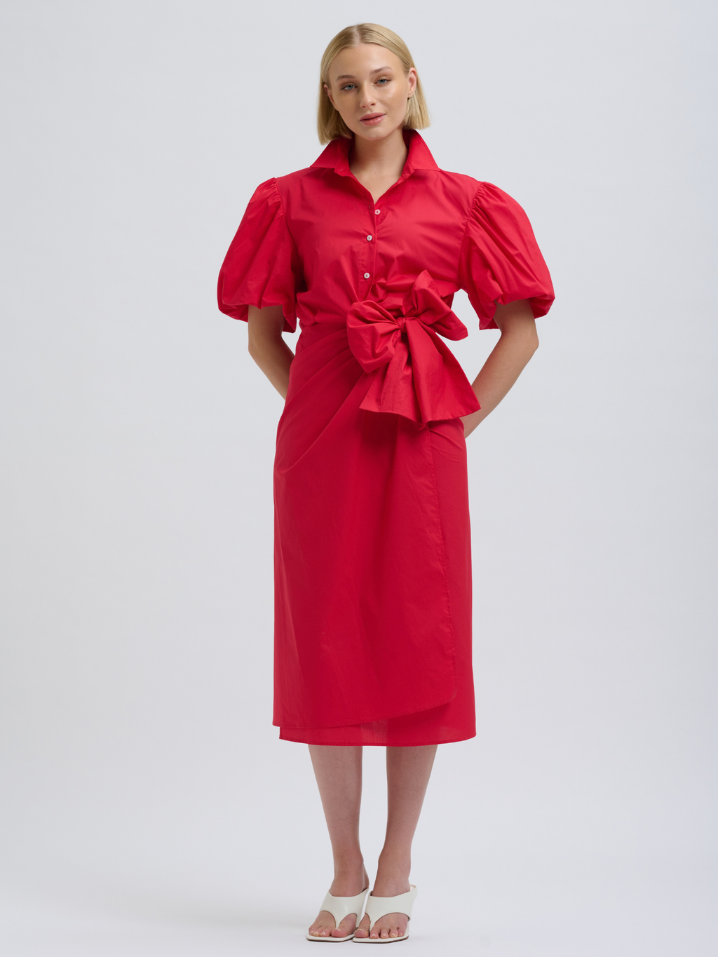 Araminta Wrap Dress - Bright Red