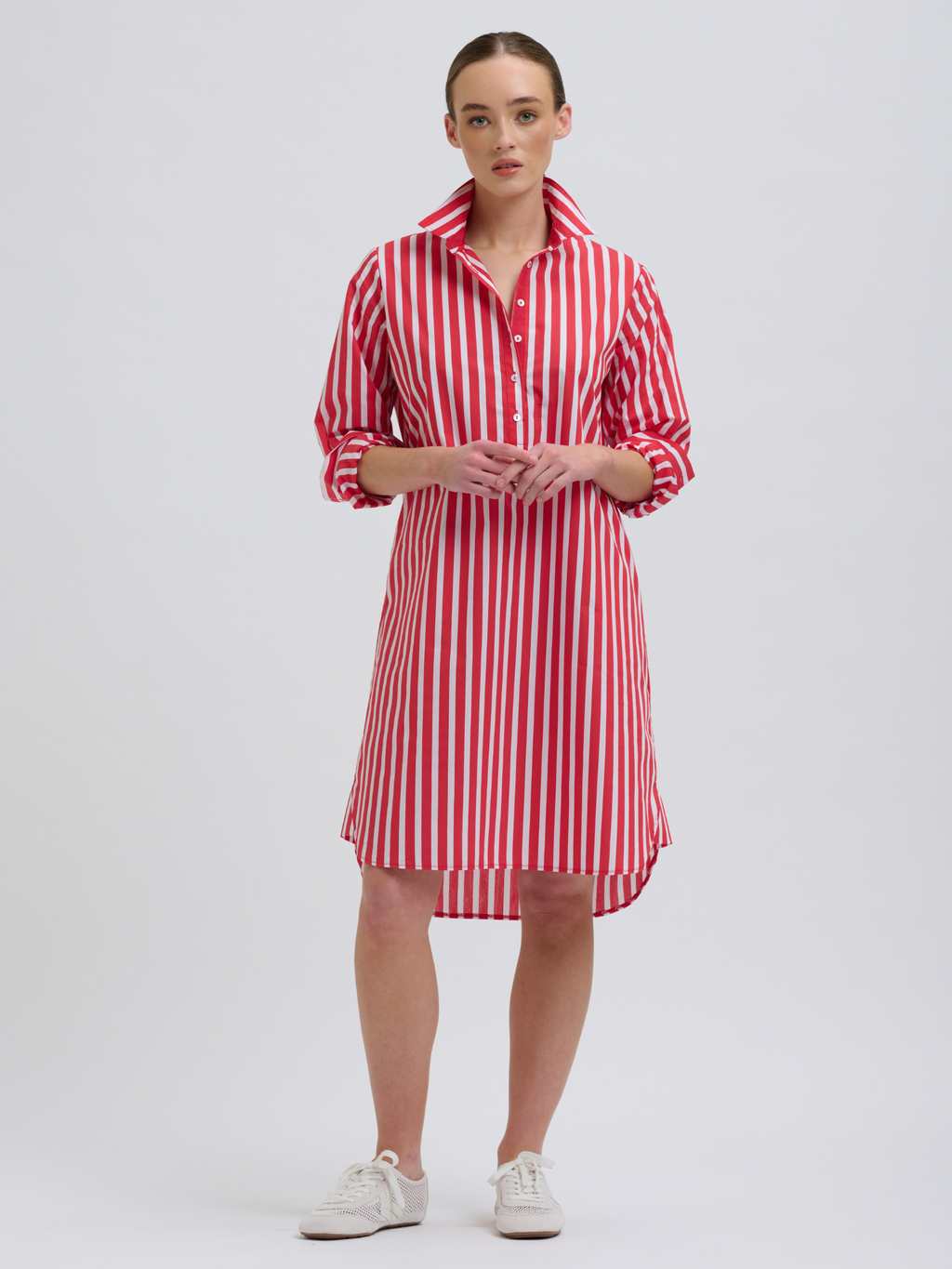 Claire Popover Shirt Dress - Red Stripe