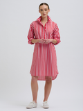 Claire Popover Shirt Dress - Red Stripe