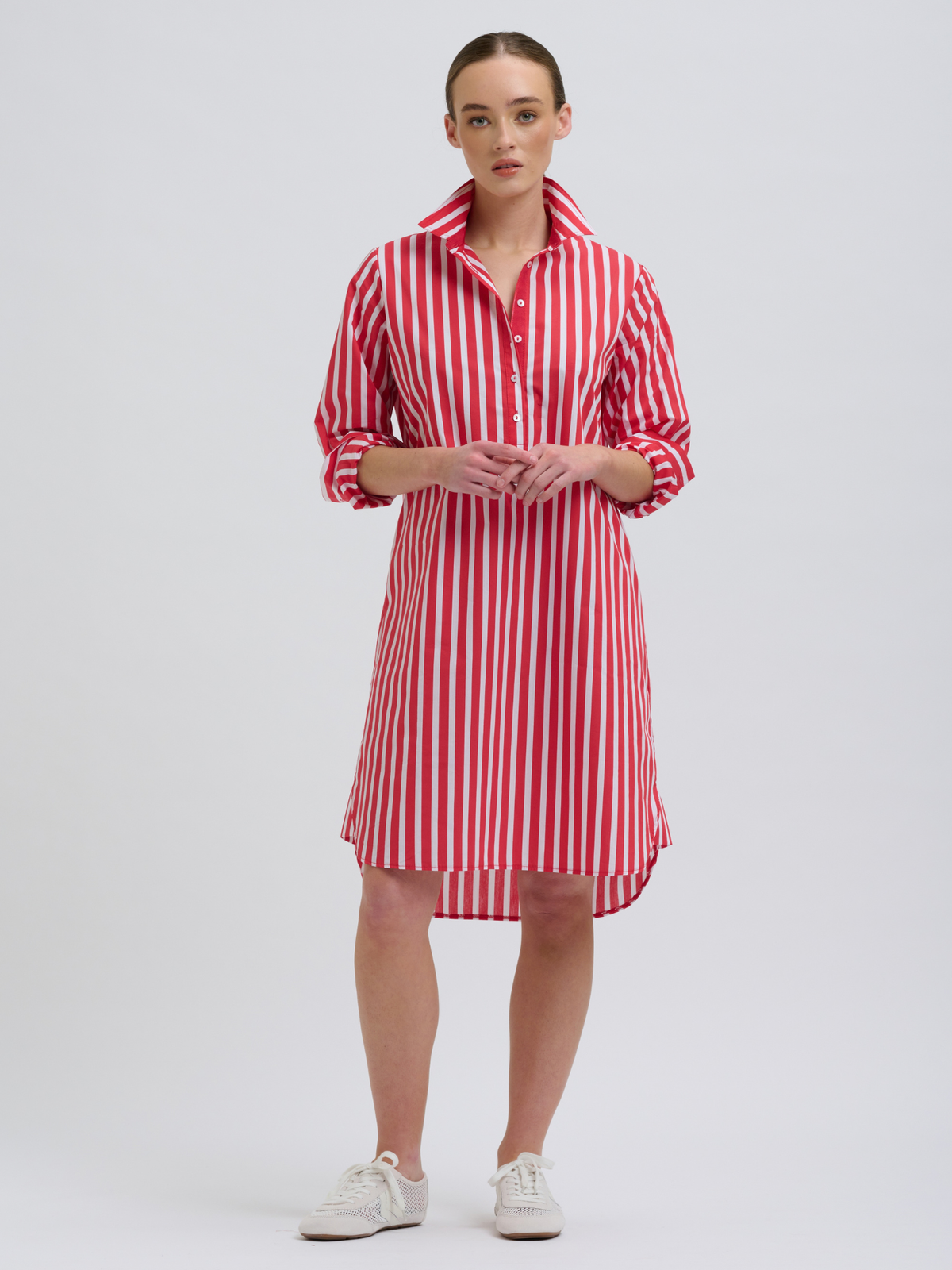 Claire Popover Shirt Dress - Red Stripe