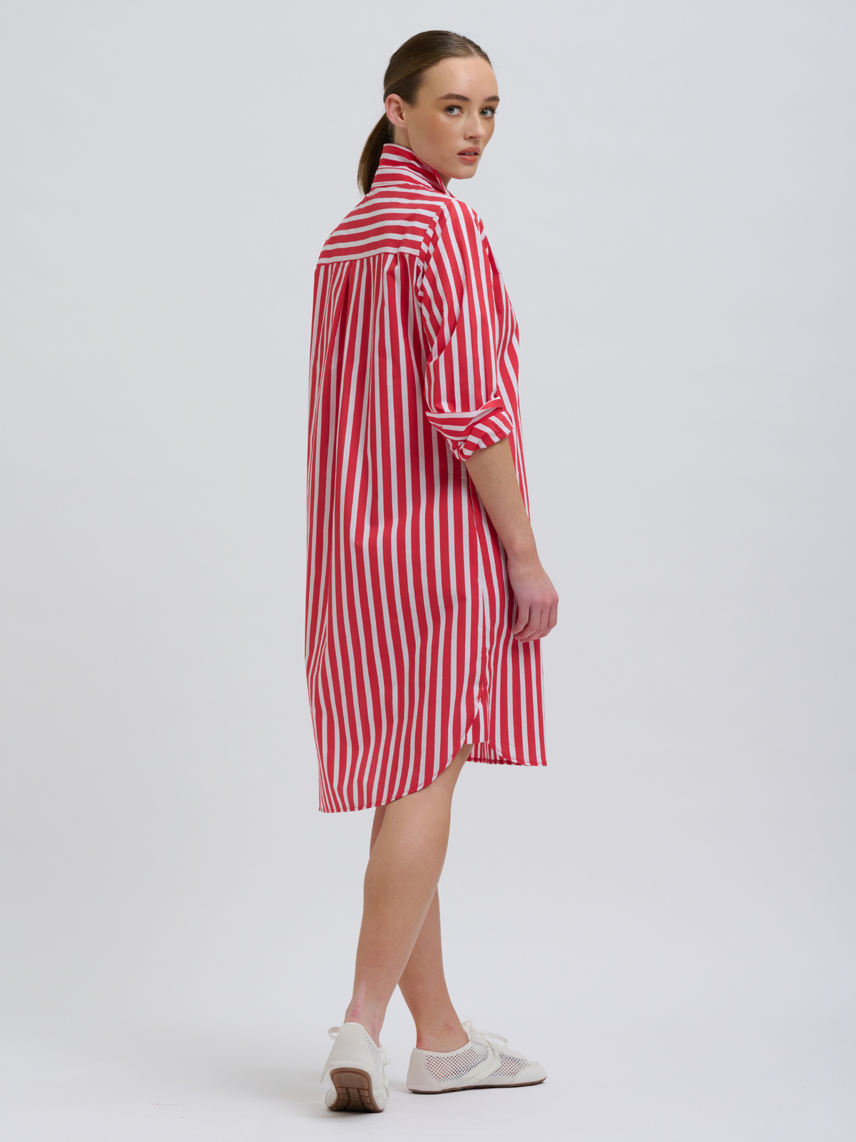 Claire Popover Shirt Dress - Red Stripe