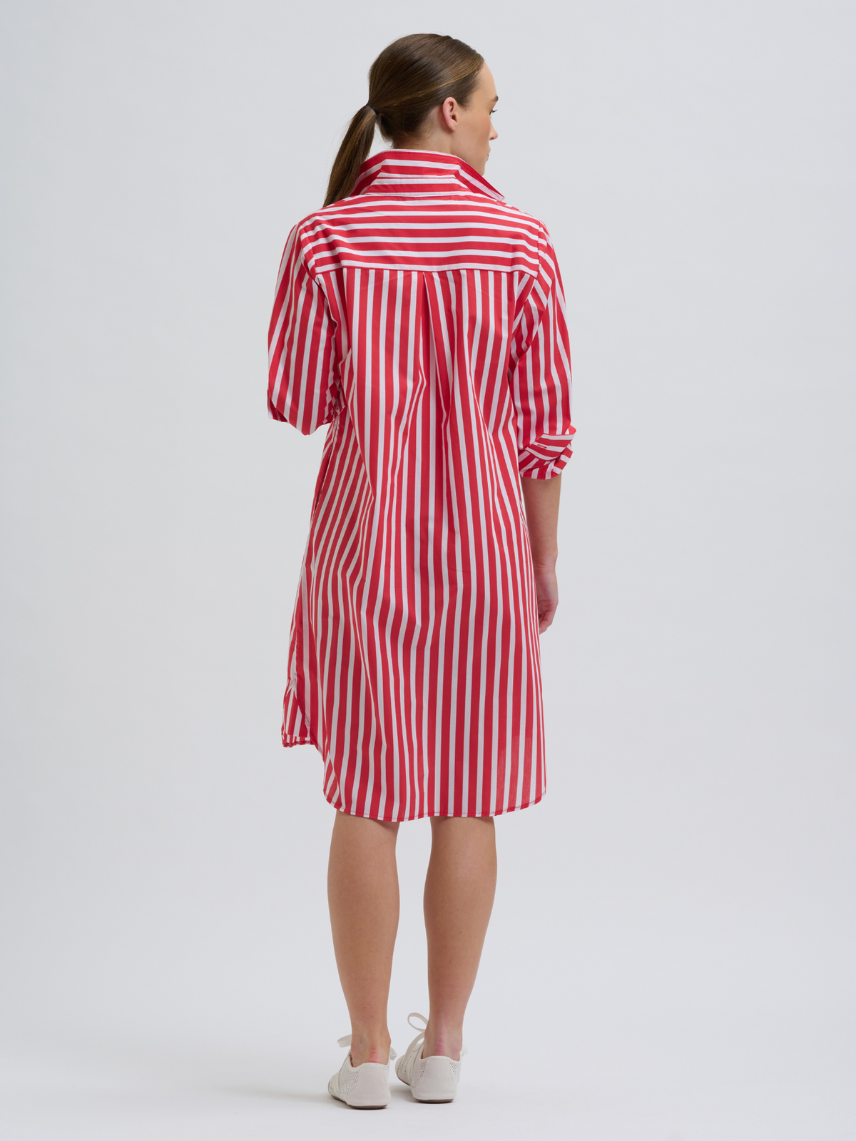 Claire Popover Shirt Dress - Red Stripe