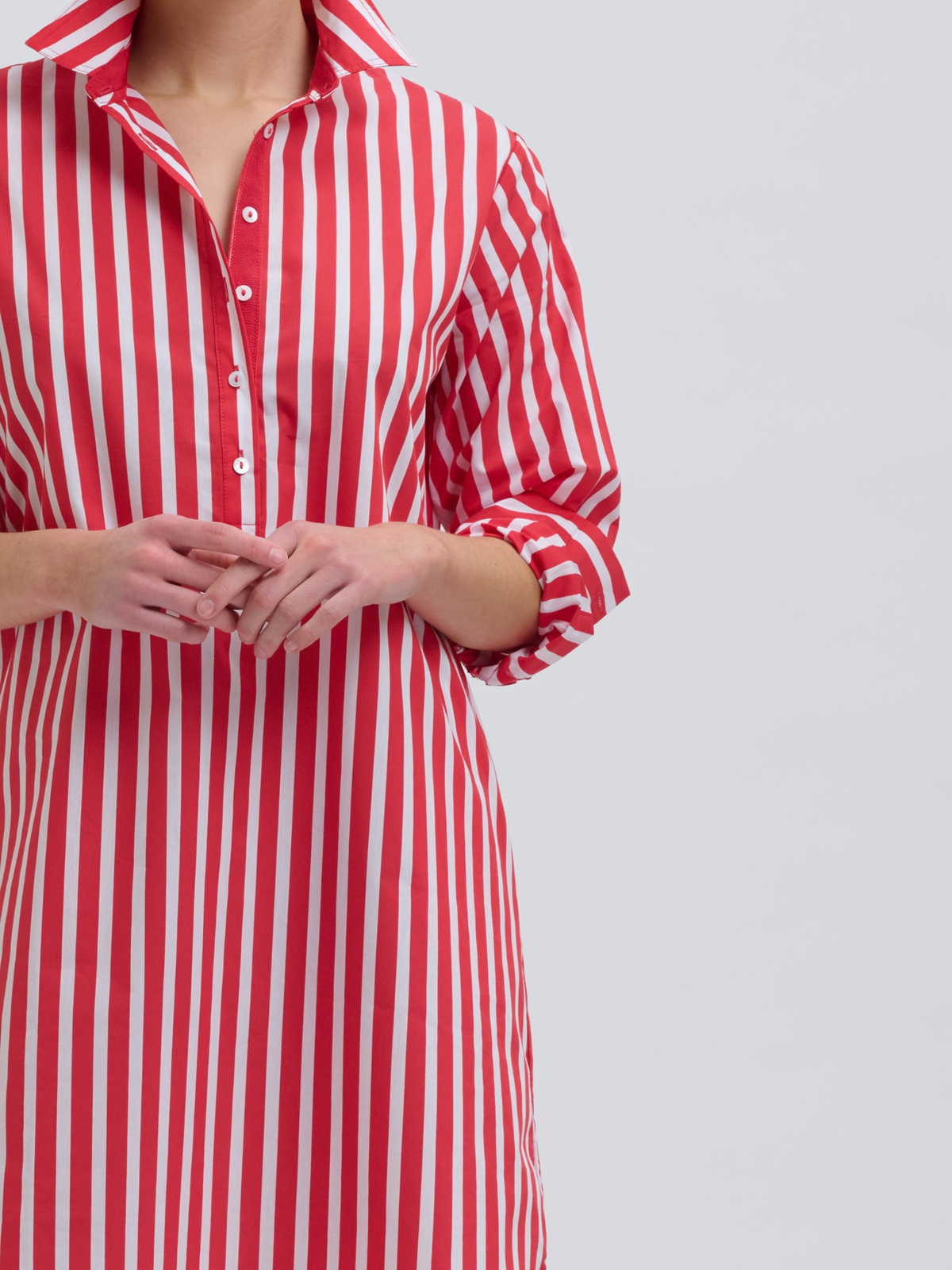 Claire Popover Shirt Dress - Red Stripe