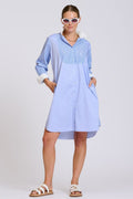 The Claire Classic Bib Shirtdress - Blue Combo