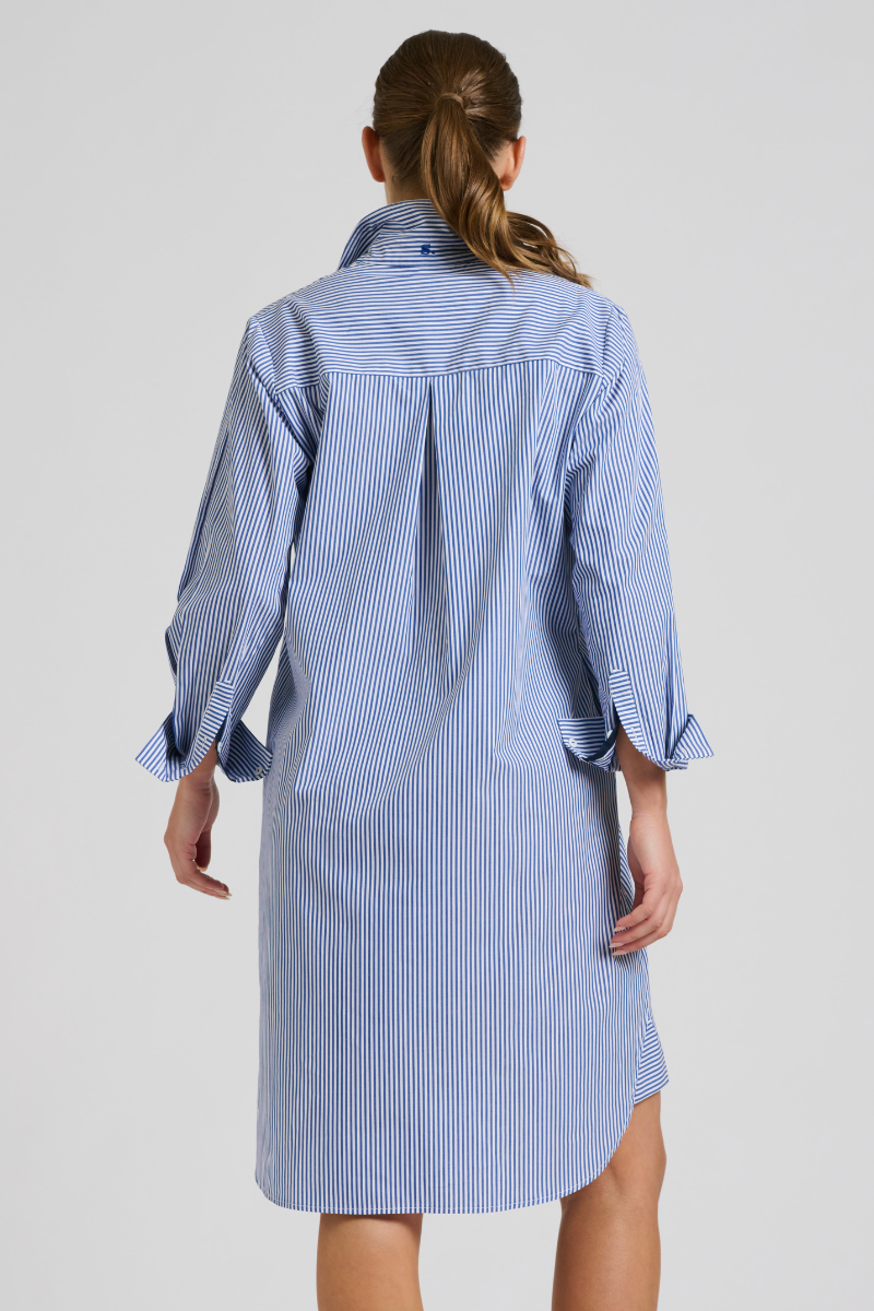 The Claire Classic Grosgrain Shirtdress - French Navy Stripe