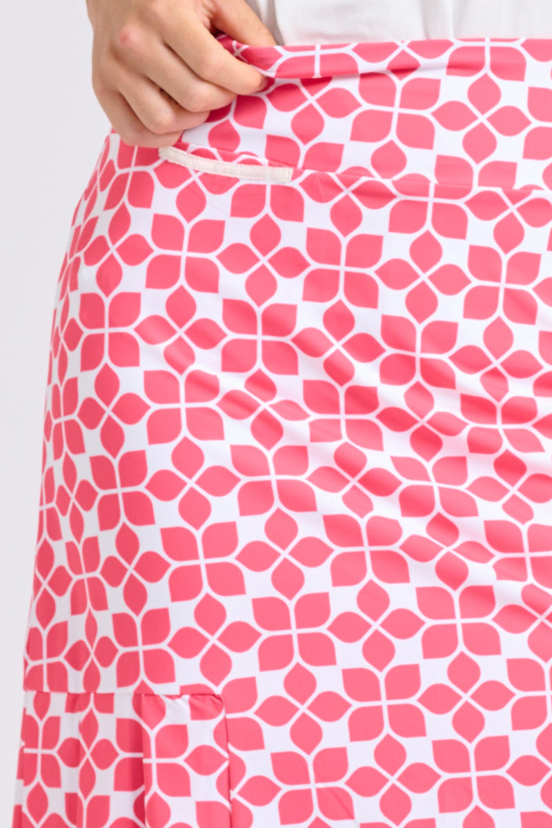 The Club Barwon Long Skort - Geo Floral Coral