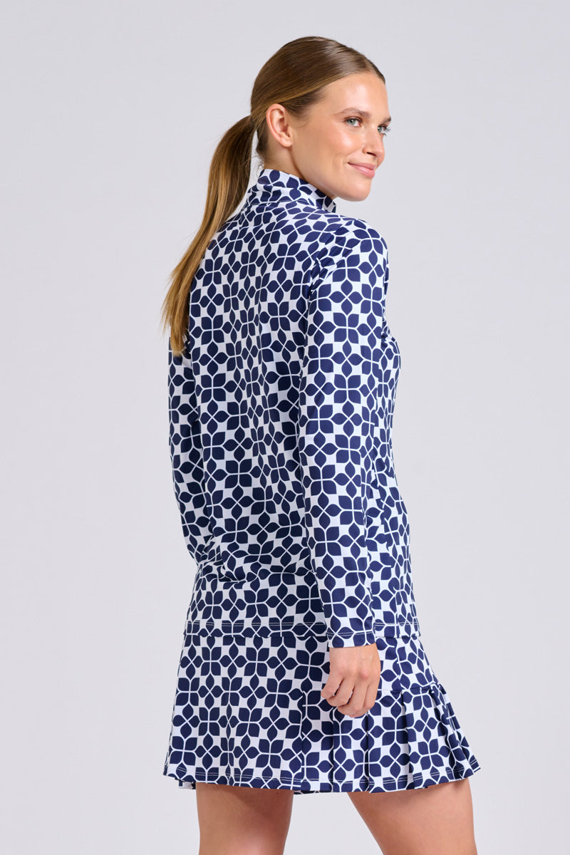 The Club Grange Top - Geo Floral French Navy