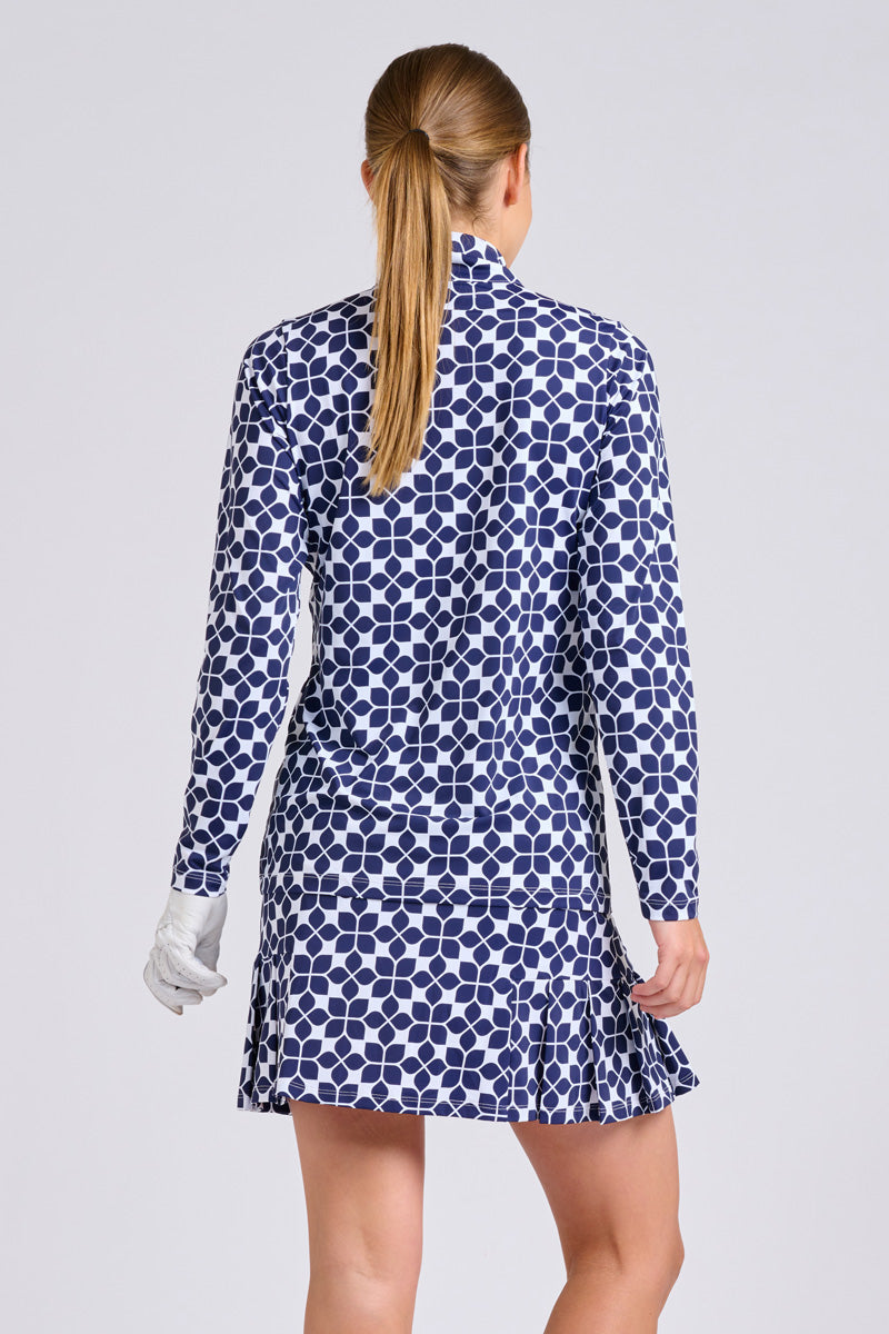 The Club Grange Top - Geo Floral French Navy