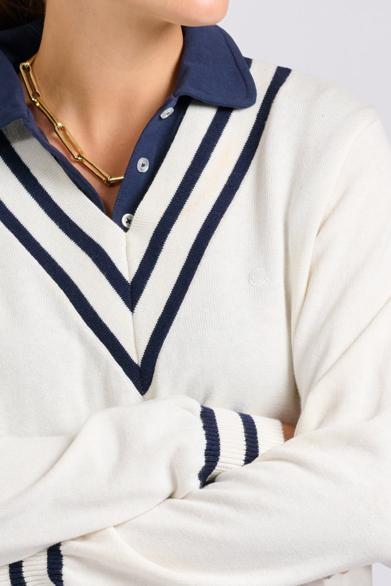 Kingston Sweater - Club White / French Navy