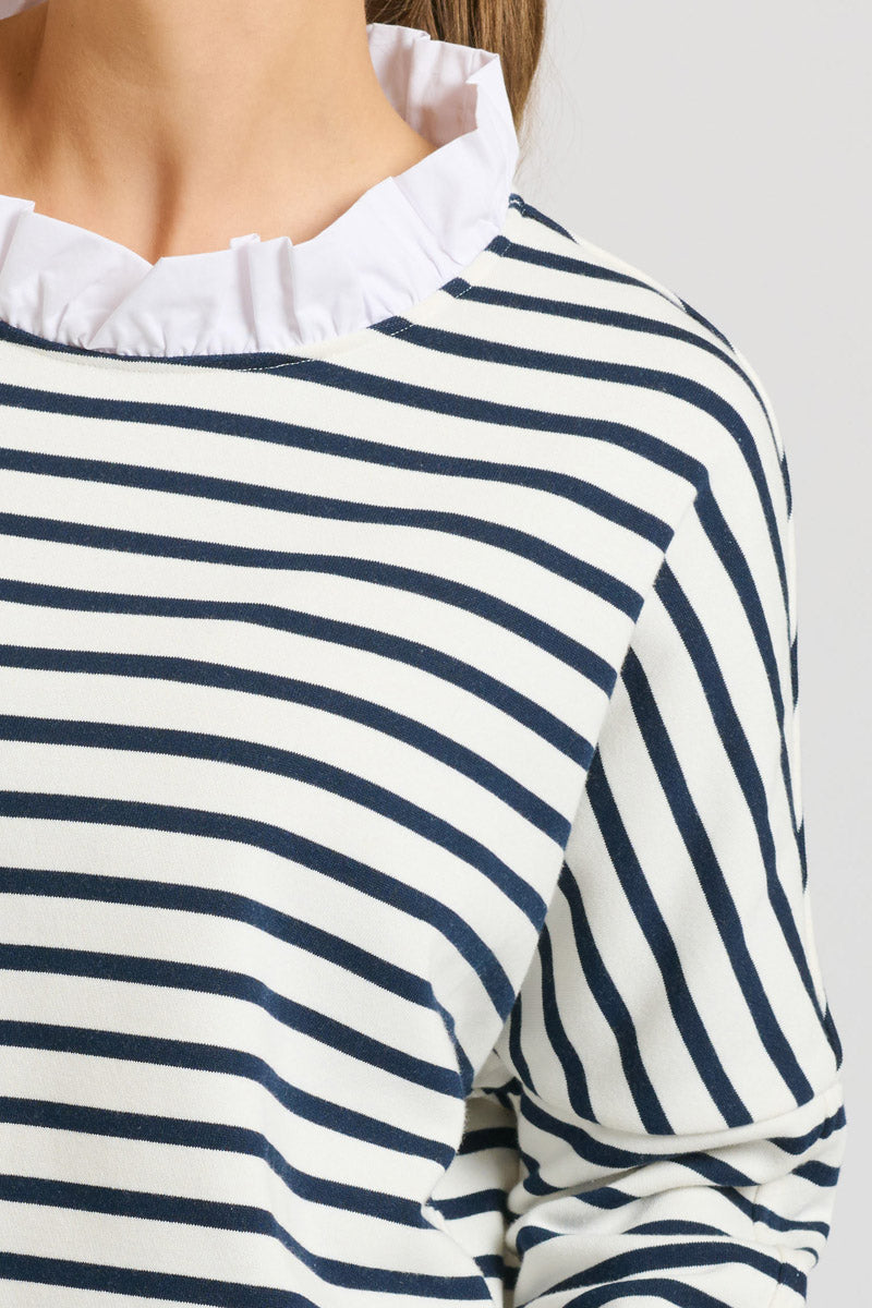 EST 1971 Raw Frill Neck Sweatshirt - French Navy & White