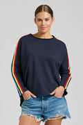 EST 1971 Raw Tape Long Sleeve Sweatshirt - French Navy/Rainbow