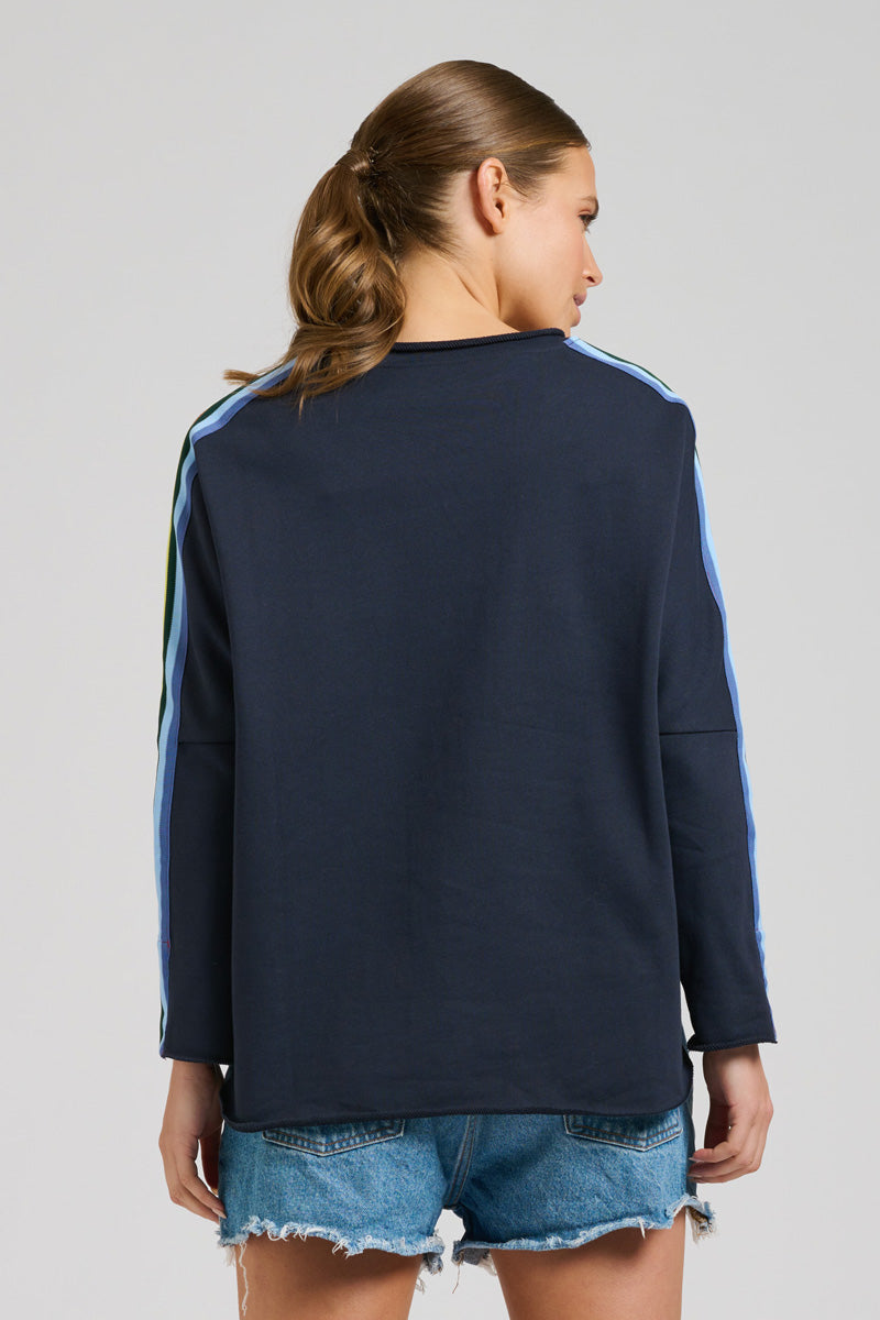 EST 1971 Raw Tape Long Sleeve Sweatshirt - French Navy/Rainbow