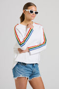 EST 1971 Raw Tape Long Sleeve Sweatshirt - White/Rainbow