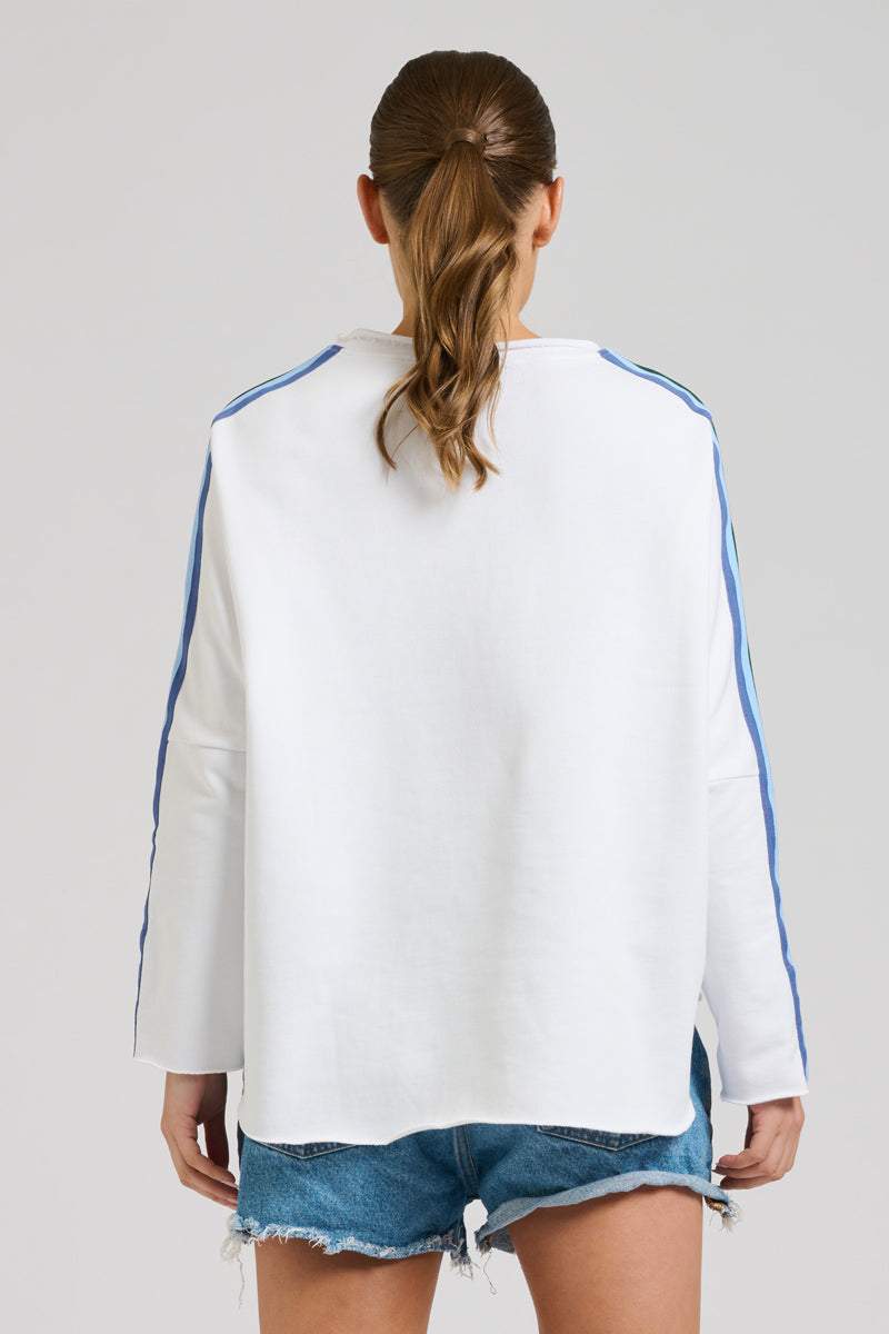 EST 1971 Raw Tape Long Sleeve Sweatshirt - White/Rainbow
