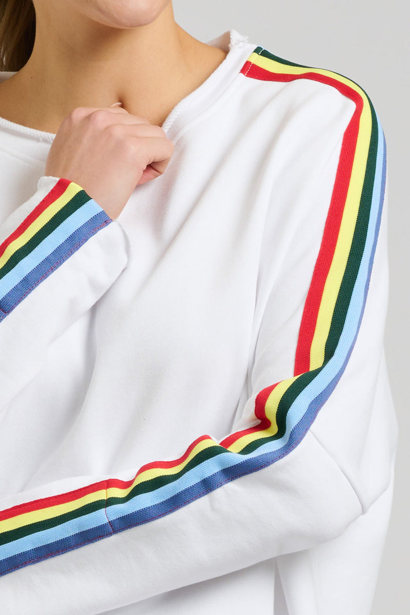 EST 1971 Raw Tape Long Sleeve Sweatshirt - White/Rainbow
