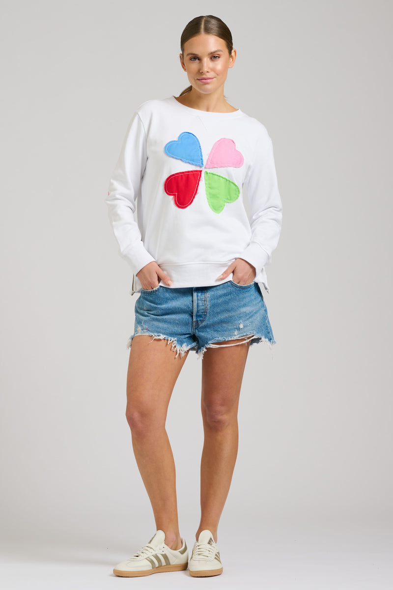 EST 1971 Zipside Classic Cotton Sweatshirt - White Hearts