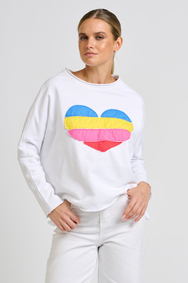 Amore Raw Sweatshirt - White / Heart