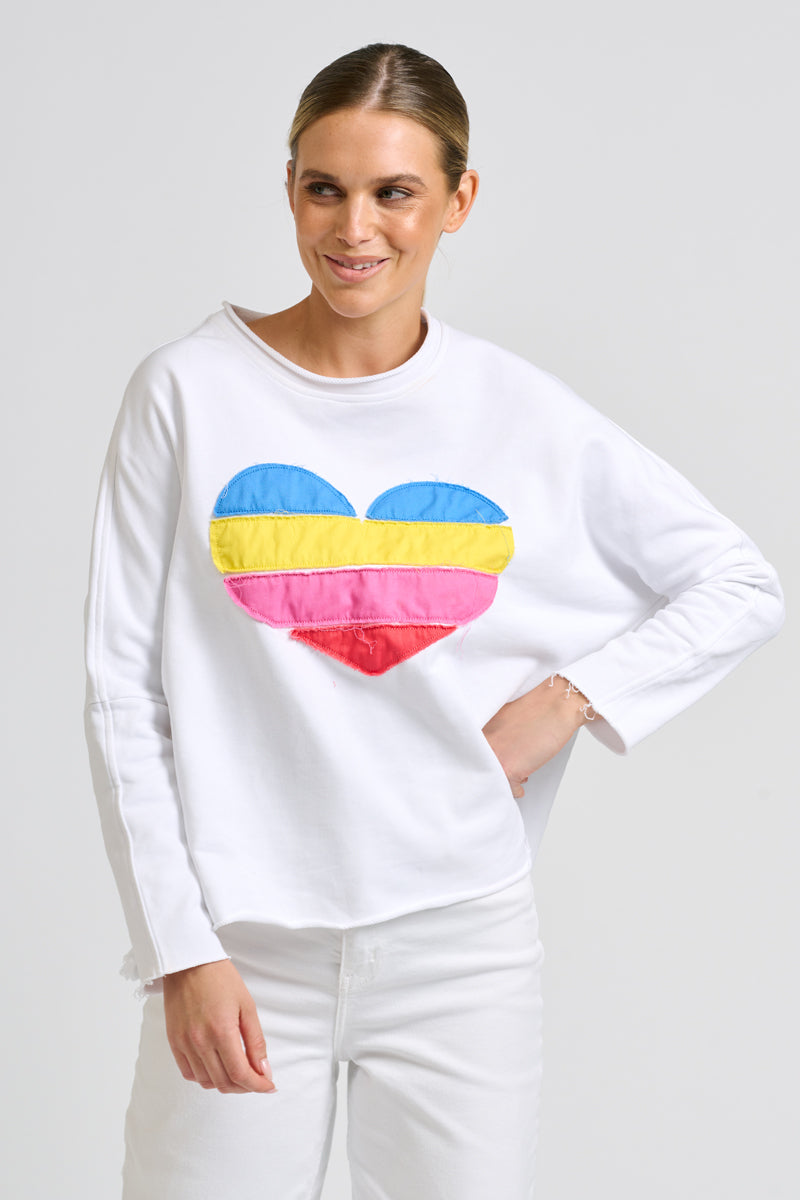 Amore Raw Sweatshirt - White / Heart