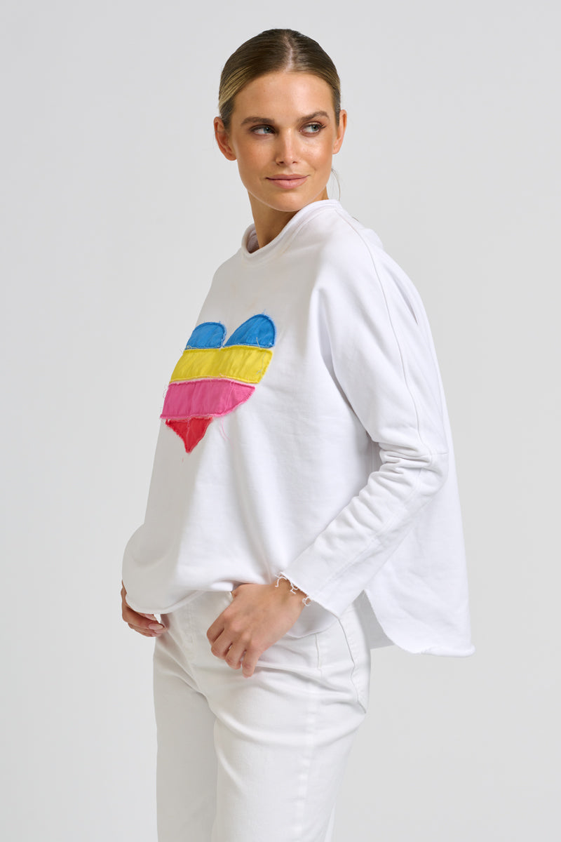 Amore Raw Sweatshirt - White / Heart