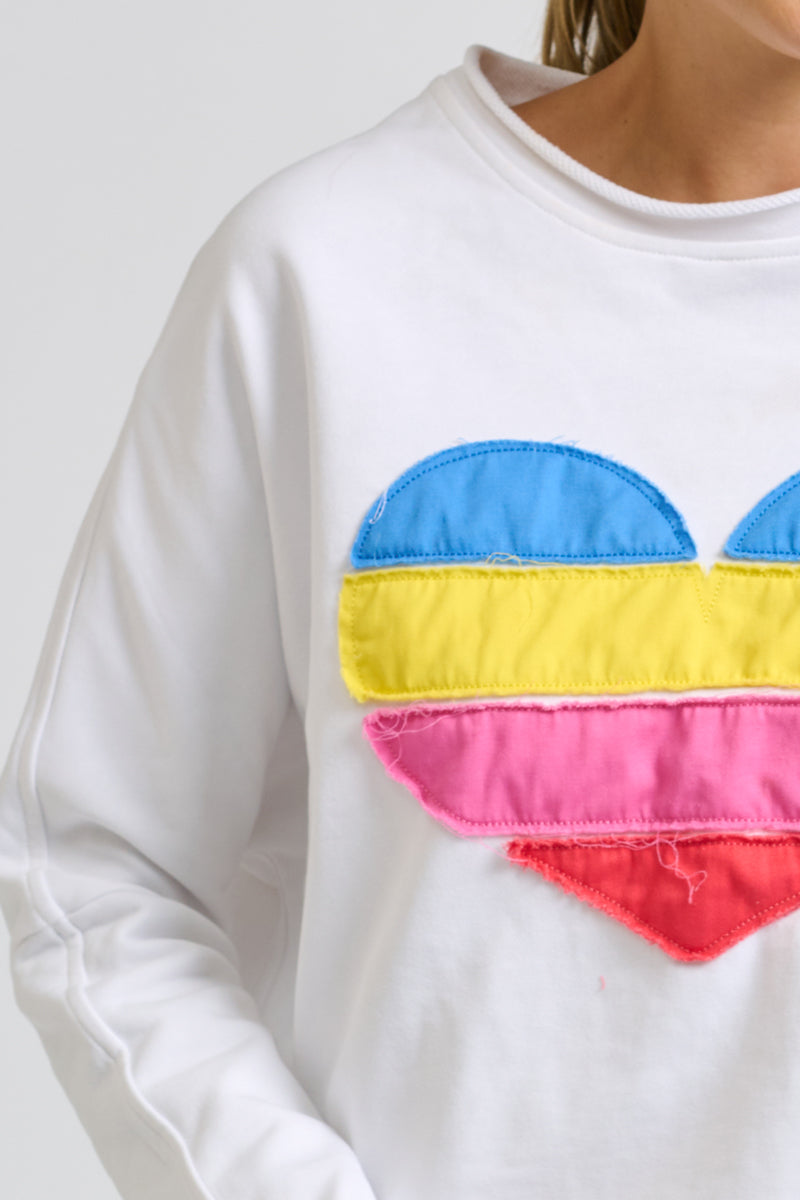 Amore Raw Sweatshirt - White / Heart