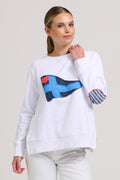 Zippy Classic Zipside Navel Flag Sweatshirt - White / Navy