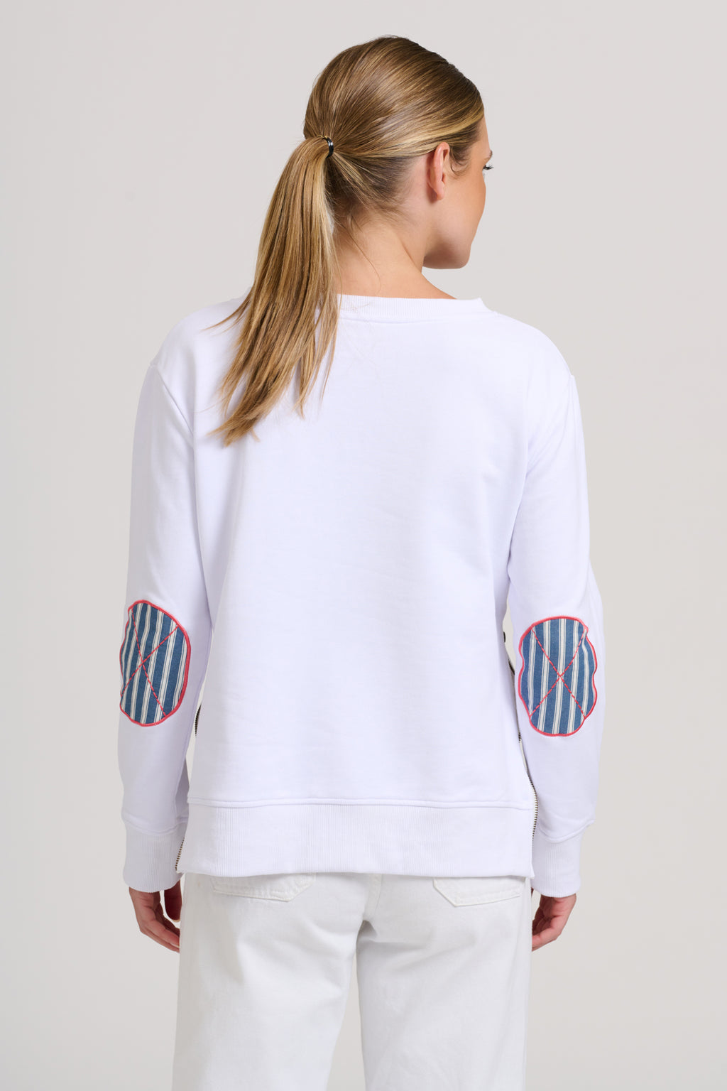 Zippy Classic Zipside Navel Flag Sweatshirt - White / Navy