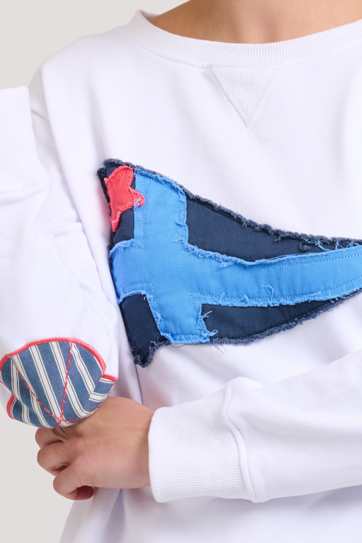 Zippy Classic Zipside Navel Flag Sweatshirt - White / Navy