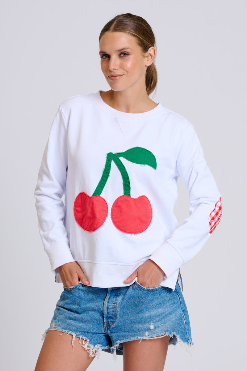 EST Classic Zipside Cherries Sweatshirt - White