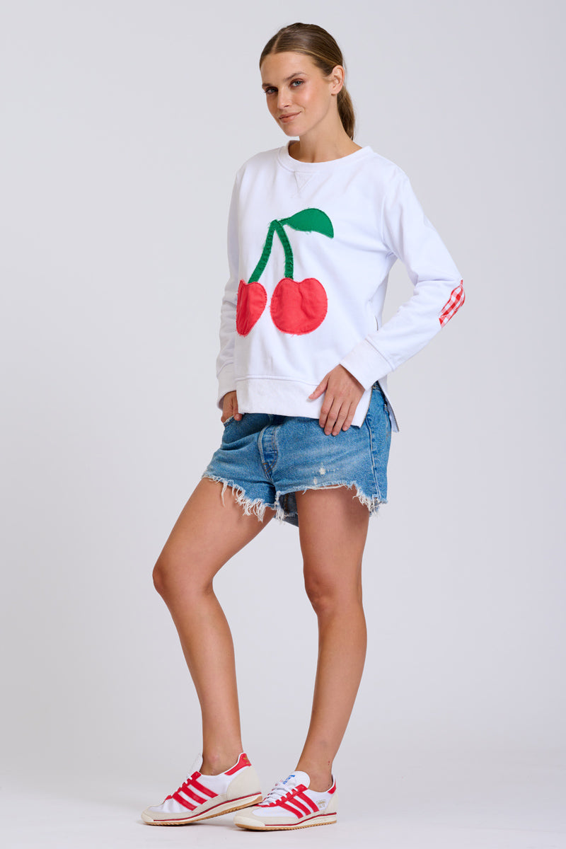 EST Classic Zipside Cherries Sweatshirt - White