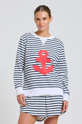 EST Classic Zipside Sweatshirt Nautical - Navy Stripe / Red