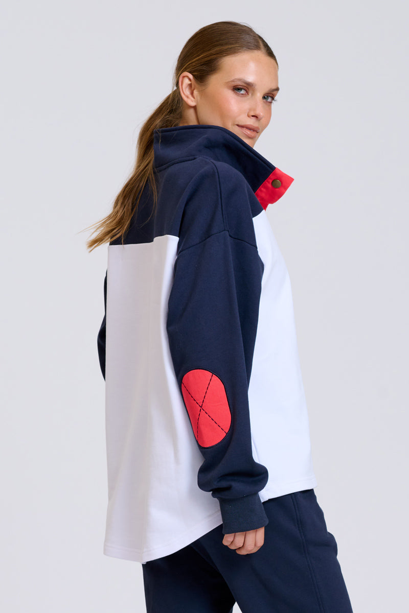 EST Collar Sweatshirt - Navy & White Combo