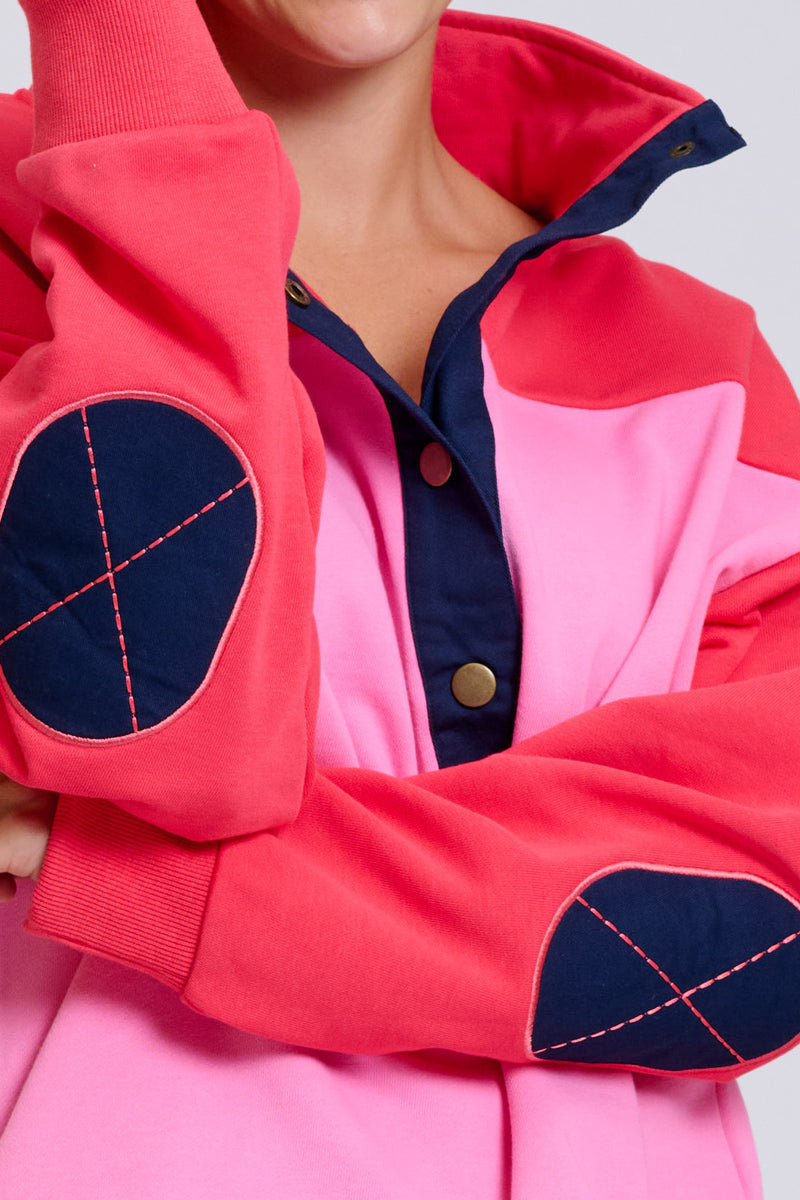 EST Collar Sweatshirt - Pink & Red Combo
