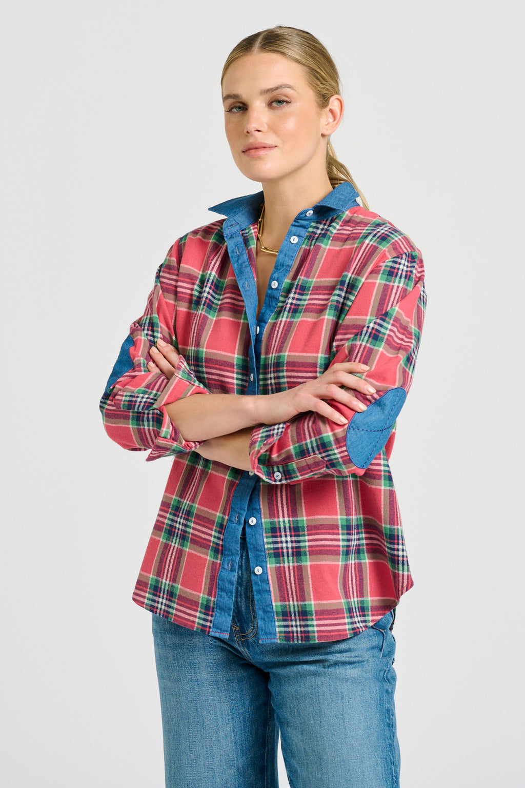 Helena Girlfriend Shirt - Rose Plaid