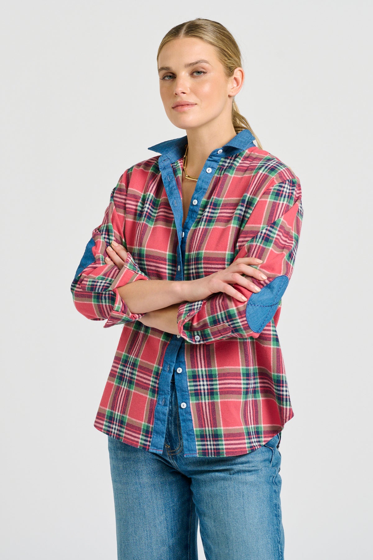 Helena Girlfriend Shirt - Rose Plaid