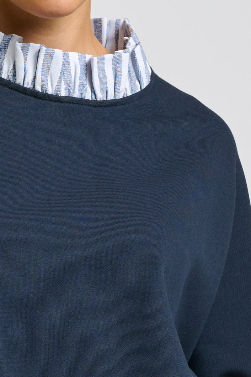 Raw Frill Collar - Navy Stripe