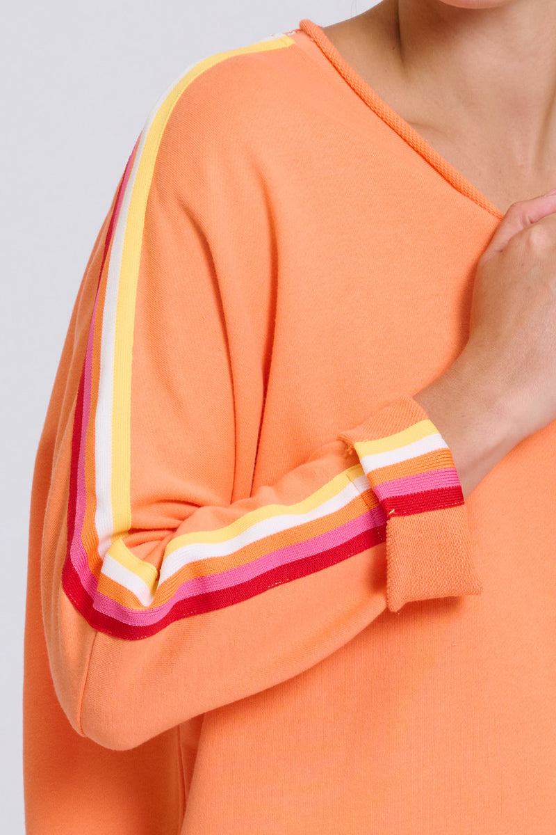EST Raw V Neck Tape Sweatshirt - Melon