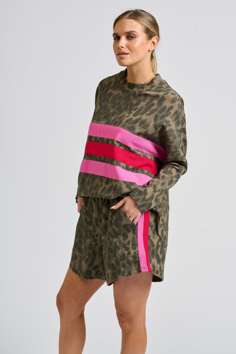 Ruby Grosgrain Stripe Sweatshirt - Leopard