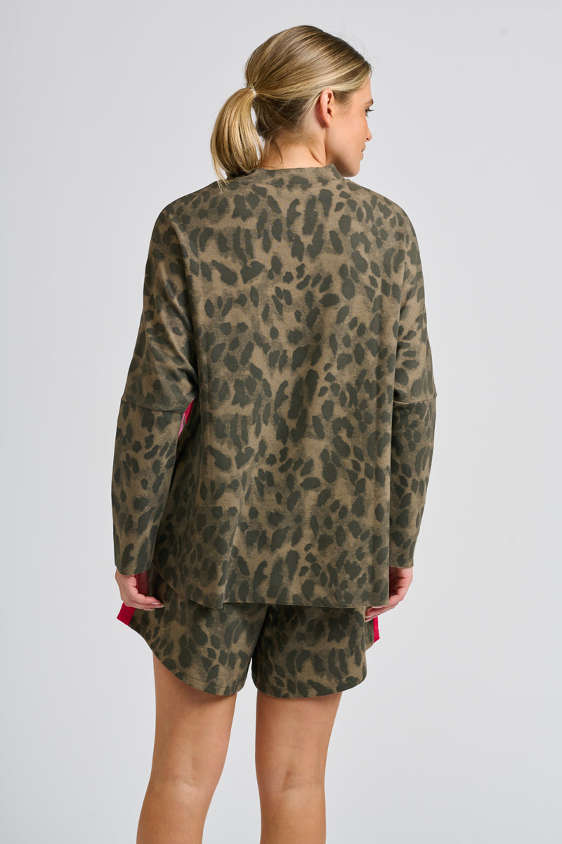 Ruby Grosgrain Stripe Sweatshirt - Leopard