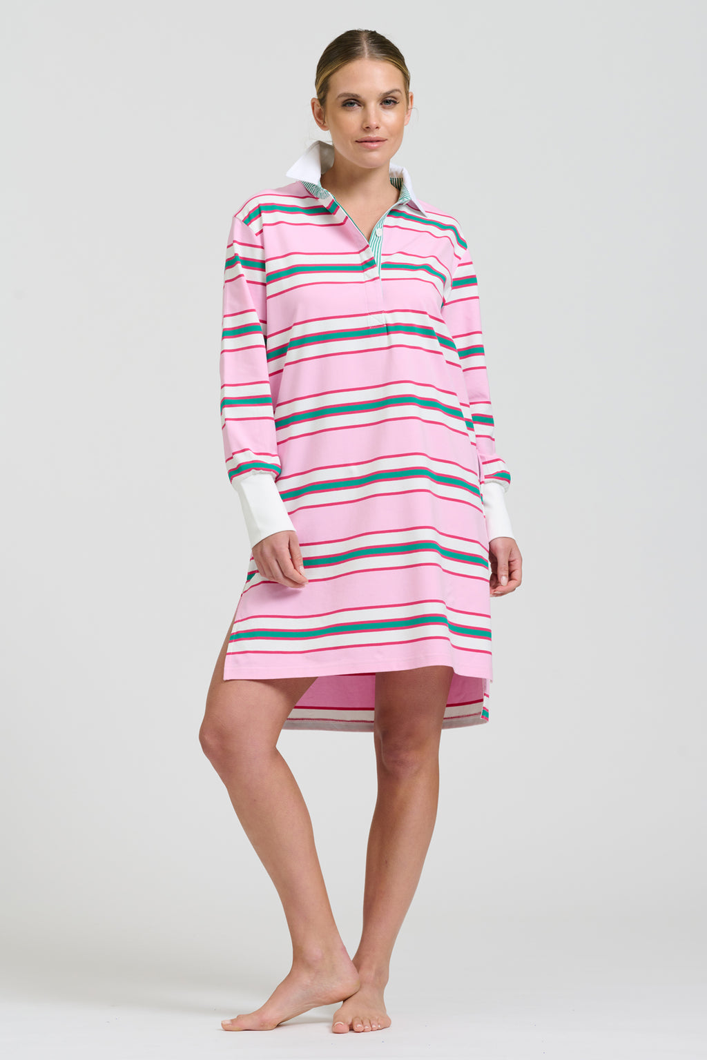 Robbie Rugby Dress - Pink Multi Stripe
