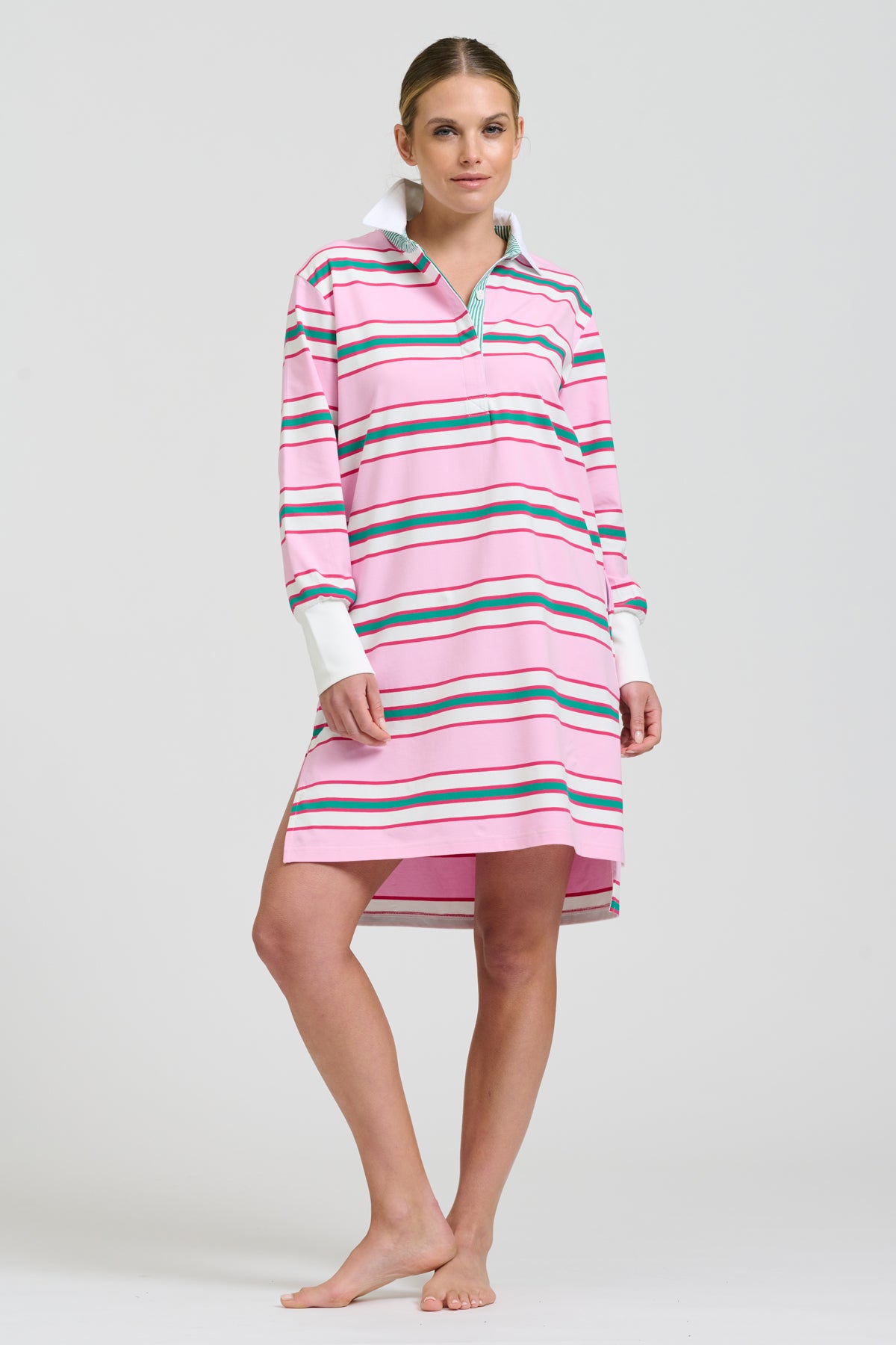 Robbie Rugby Dress - Pink Multi Stripe
