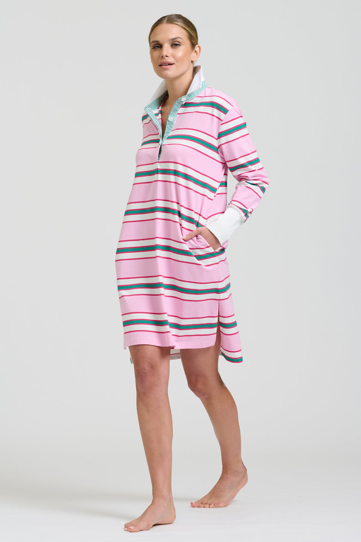 Robbie Rugby Dress - Pink Multi Stripe