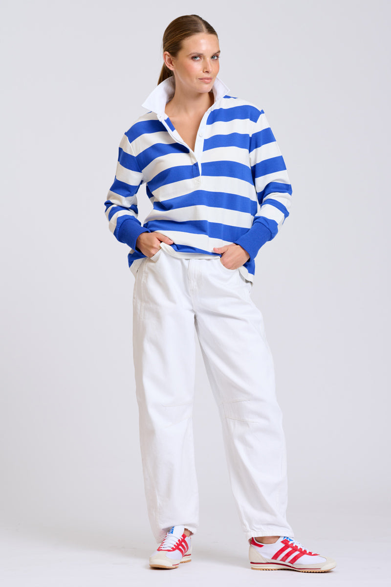 EST Rugby Sweatshirt - Azure Blue Stripe / Leopard