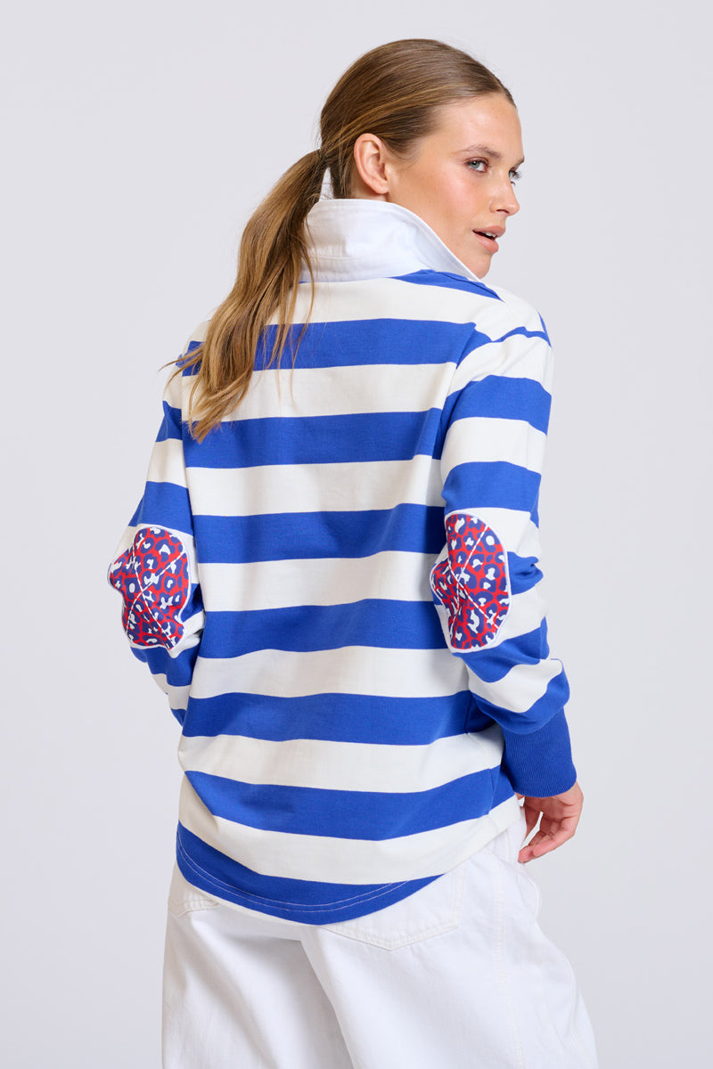 EST Rugby Sweatshirt - Azure Blue Stripe / Leopard
