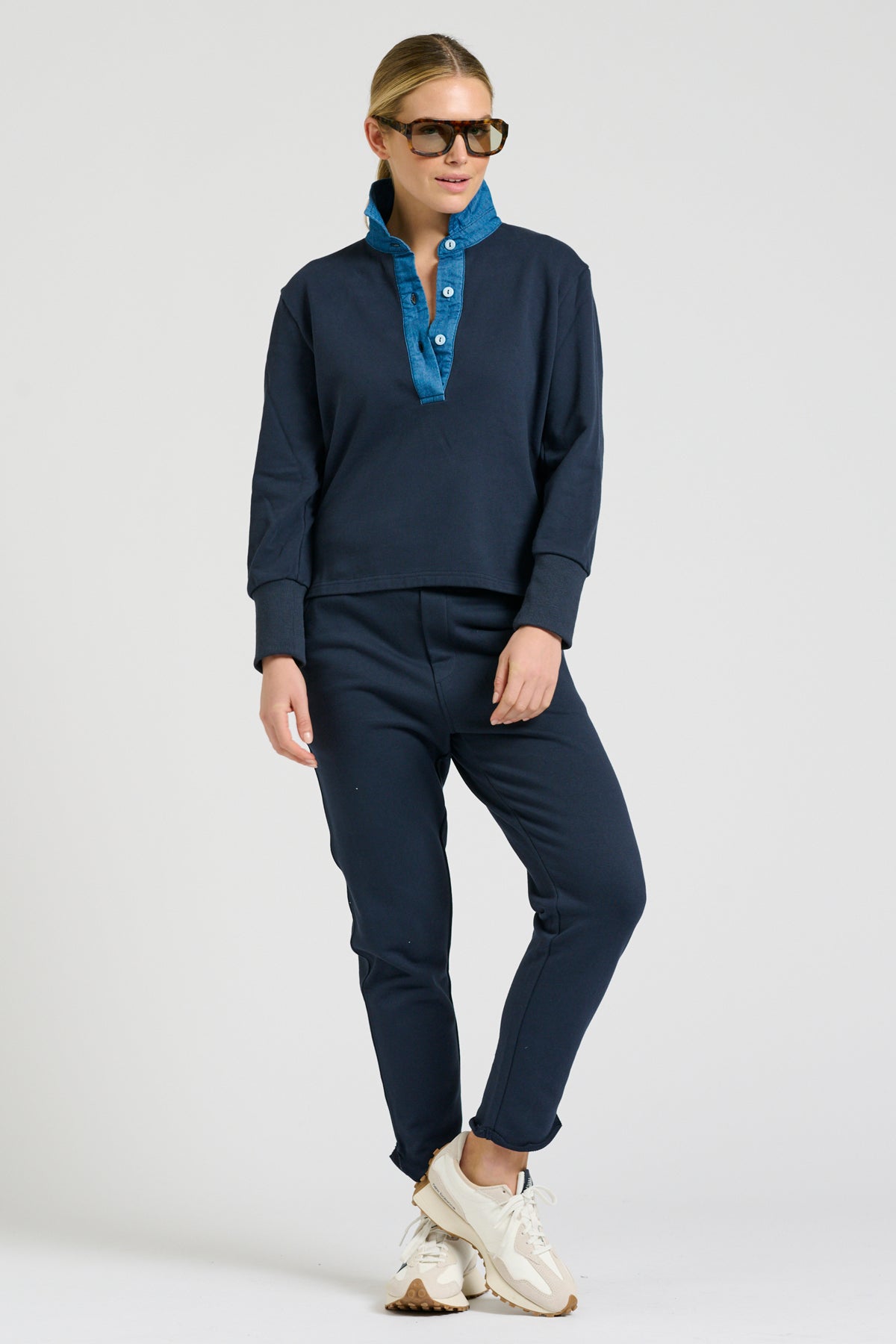 Dougie Rugby Sweatshirt - French Navy & Denim