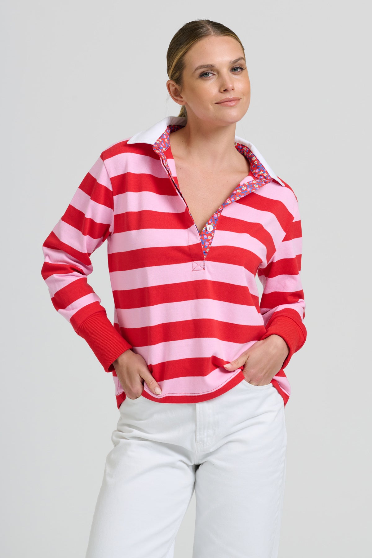 Robbie Rugby Sweatshirt - Lolly Pink/Red