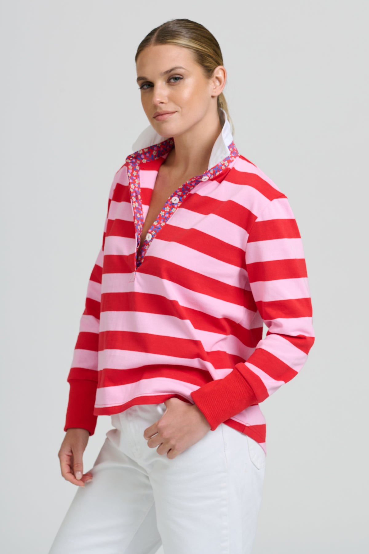 Robbie Rugby Sweatshirt - Lolly Pink/Red